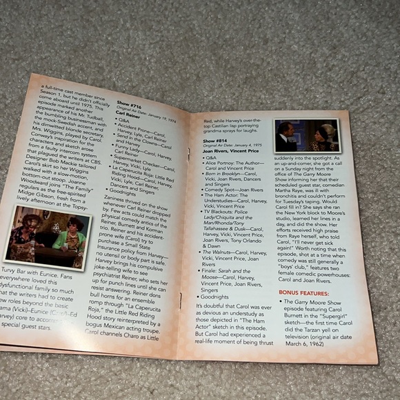 Carol Burnett Show DVD Set - Carol’s Favorites- 6 discs plus bonus 7th. -Used - Picture 8 of 15